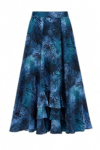 Trendyol Modest Ινδιγκό Φούστα Μπατίκ Υφαντή Εσωτερικά και Εξωτερικά Καλυμμέν...