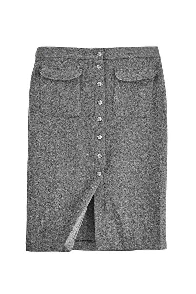 Trendyol Curve Gray Woven Large Size Skirt