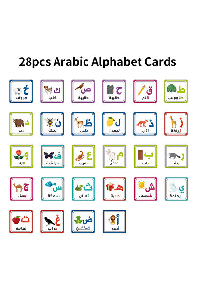 Choice 28pcs 28pcs Arabic Alphabet Letter Pronounce Cards With Animal Pattern...