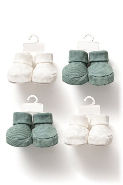 pofidoo baby Yenidoğan Bebek Patik Çorap 4'lü Set Fitilli Kumaş Unisex Hediye...