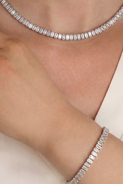 Ferlin Jewelry Su Yolu Baget Set Kolye Ve Bileklik Çelik Kararma Alerji Yapmaz