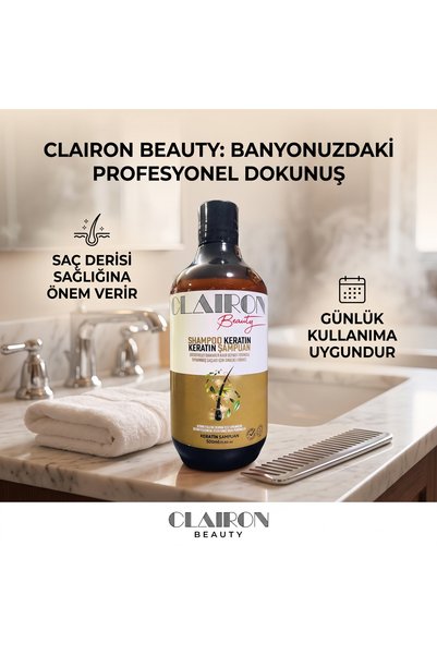 Clairon Beauty شامبو الكيراتين خالي من الملح 500 مل - خالي من السيليكون - خالي من البارابين