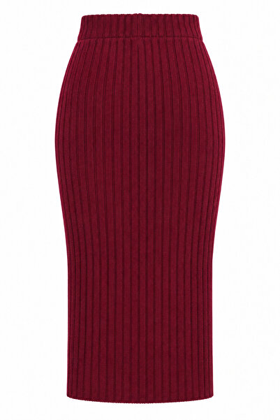 Mixray 6929 women's Corded Fabric knitwear skirt burgundy