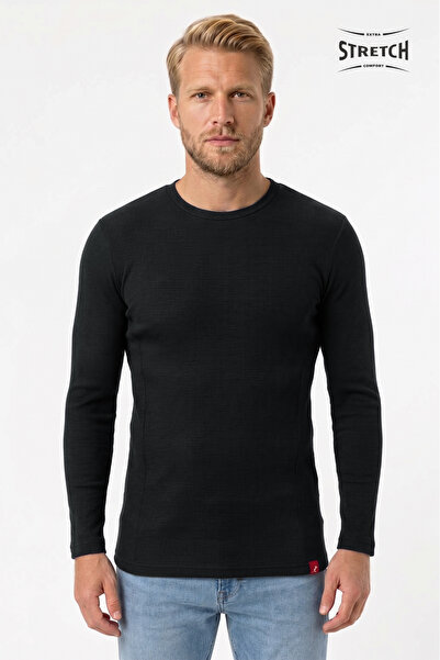 Cottonland Men's Rocco O-Neck Medium Thick Ribbed Stretch Long Sleeve Cotton ...
