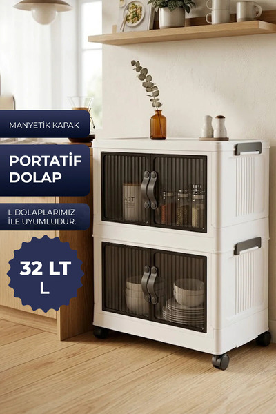 Kitchen Life 2'li Tekerlekli İstiflenebilir Portatif Katlanabilir Çok Amaçlı ...