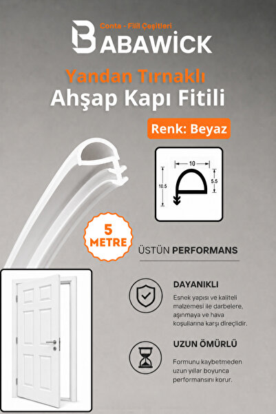 BABAWİCK Ahşap Kapı Kasa Amerika Panel Kapı Fitili 5 Metre Beyaz