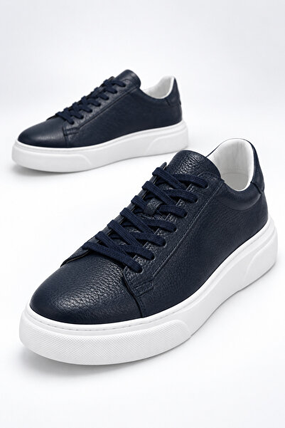 Frank Valentia FV006 Erkek Lacivert Hakiki Deri Sneaker