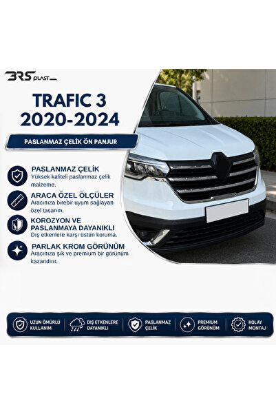 BRSPLAST Renault Trafic 3 Uyumlu 2020-2024 Krom Ön Panjur 3 Parça Paslanmaz Ç...