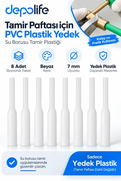 Depolife Tamir Paftası için Pvc Plastik Yedek 8 Adet Su Borusu Tamir Plastiği...