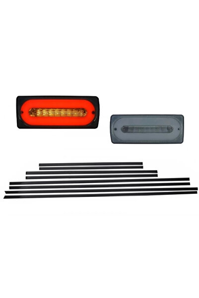 tuningset Stopuri LED cu bară luminoasă fumurie și ornamentele ușilor negre c...