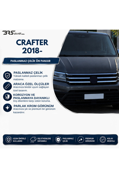 BRSPLAST Volkswagen Crafter Uyumlu 2018 Ve Üzeri Krom Ön Panjur 4 Parça Pasla...