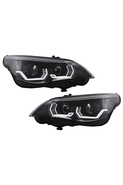 tuningset Faruri 3D LED Angel Eyes compatibile cu BMW Seria 5 E60 E61 2003-20...