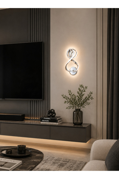 best power أبليك جداري LED باللون الفضي بثلاث درجات إضاءة للصالة والممرات
