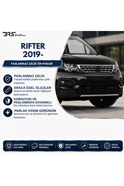 ServetDizaynOto Peugeot Rifter Uyumlu 2019 Ve Üzeri Krom Ön Panjur 6 Parça Pa...