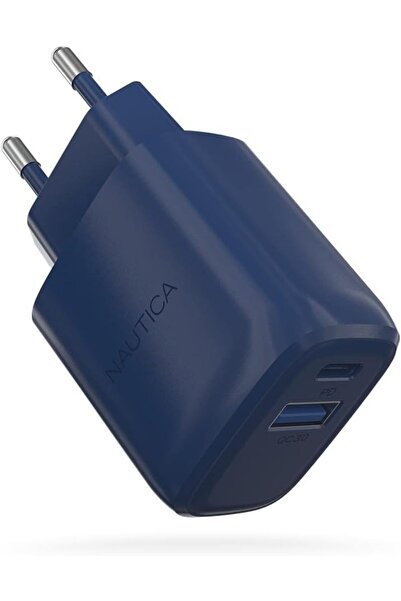 Nautica CH80 20W PD Hızlı Şarj Adaptörü USB-C USB-A Duvar Şarj Cihazı QC 18W Navy