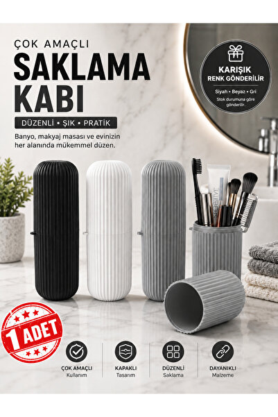 Mode Cool Çok Amaçlı Kapaklı Saklama Kabı | Seyahat Diş Fırçalık, Makyaj Fırç...