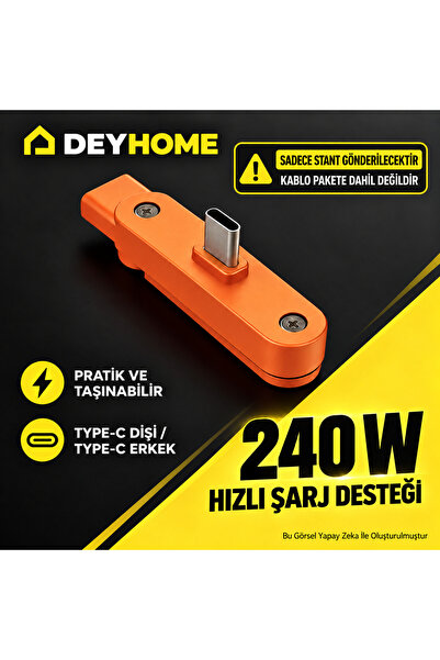 DEYHOME Katlanabilir Standlı Type-C to Type-C Adaptör | Taşınabilir Mini Dock...