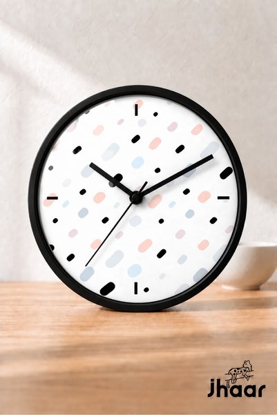 JHAAR Pastel Spreading Dots Modern Wall Clock - Medium Size 25 cm - Black Cas...