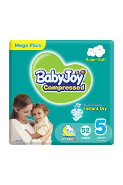 BabyJoy فوطة ماسية مضغوطة، مقاس 5، جونيور، 14-25 كجم، عبوة كبيرة، 52 حفاضة