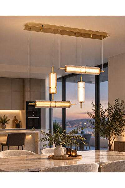 Özcan Aydınlatma 2874-4A-28 Orion 4 Camlı Mix Sarkıt Mixed