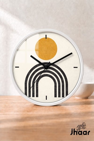 JHAAR Black Bohemian Belt and Sun Modern Wall Clock - Medium Size 25 cm - Whi...