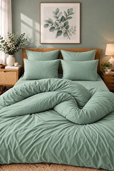 MORE HOME Single Duvet Cover + Pillowcase Aqua Green