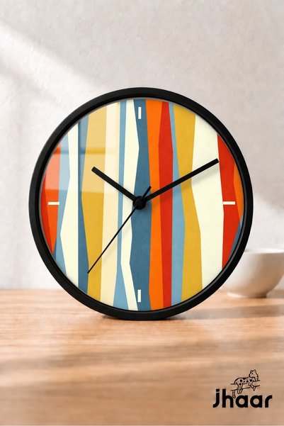 JHAAR Modern Wall Clock with Colorful Vertical Stripes - Medium Size 25 cm - ...