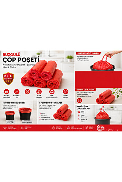 Akalın Professional Cleaning Products Gathered Large Size 5 Rolls Advantage S...