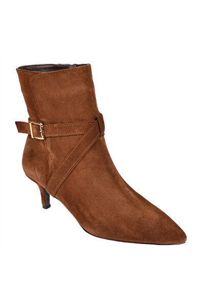 pullman Maximino Hakiki Deri Kısa İnce Topuklu Kadın Bot MX-366   TABA SÜET