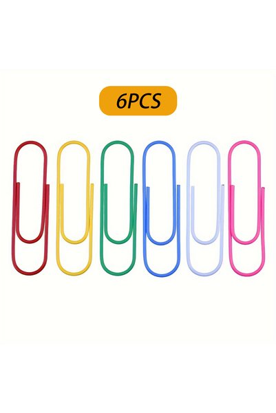 choice2 6pcs Large Paper Clips 6 Colors Rust-Proof Metal Fixed Color Paper Cl...