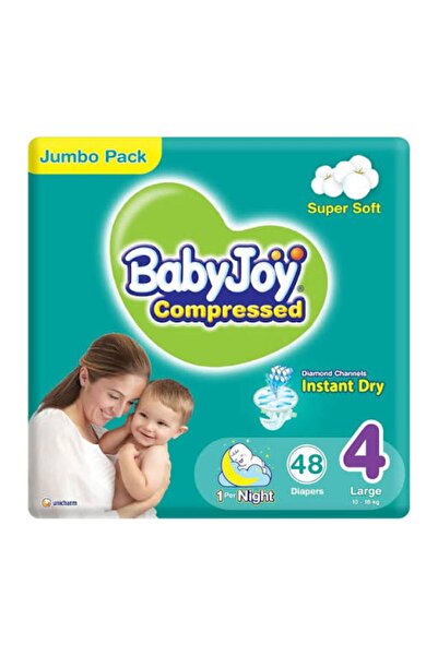 BabyJoy فوطة ماسية مضغوطة، مقاس 4، كبير، 10-18 كجم، عبوة ضخمة، 48 حفاضة