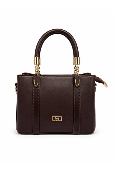 VIATOX As 747 Gold Detailed Women's Hand and Shoulder Bag Brown