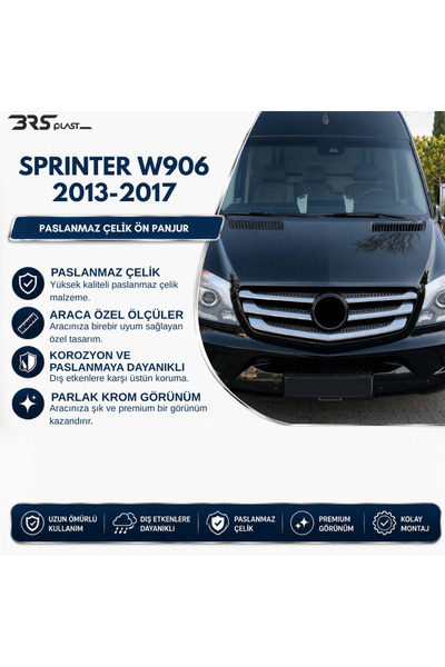 BRSPLAST Mercedes Sprinter W906 Facelift Uyumlu 2013-2018 Krom Ön Panjur 5 Pa...