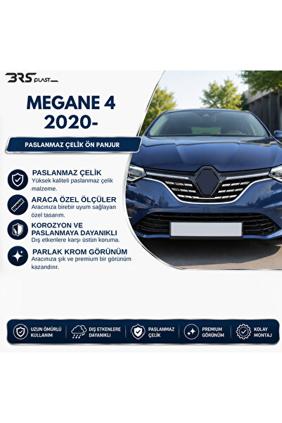 BRSPLAST Renault Megane 4 Uyumlu 2020 Ve Üzeri Krom Ön Panjur 5 Parça Paslanm...