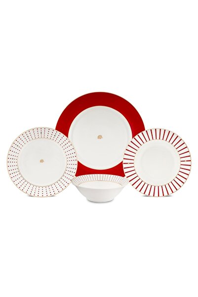 Jumbo Navy 24 Parça 6 Kişilik Yemek Takımı Kırmızı
