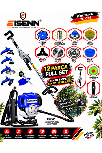 EISEnn ESX-1250 PRO 12 Parça Full Set Sırt Tipi Zeytin Silkeme Hasat Toplama ...