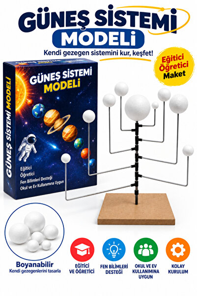 Hobialem Gezegen Sistemi Maketi, 9 Parça, Güneş Sistemi, Eğitici Maket, Model...