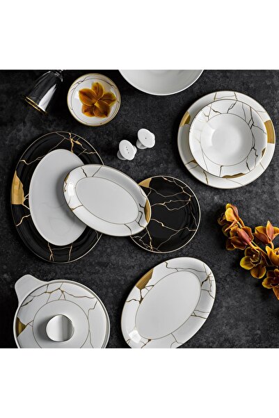 Jumbo Marble Bone 61 Parça 12 Kişilik Yemek Takımı