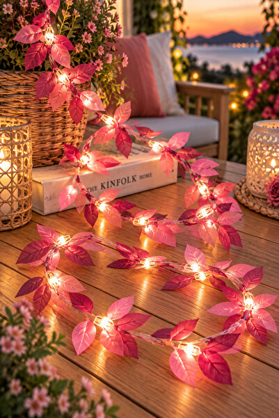 MAGICLEDCORNER Pembe Yaprak Led Işık Zinciri