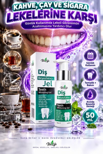 İlla Life Hızlı Etkili Mor Diş Beyazlatıcı Jel Diş Beyazlatma Jeli Color Correction Sarı Ton Giderici Peroksitsiz Doğal Propolis Özlü Günlük Kullanım Kahve Çay Sigara Lekesi Karşıtı Teeth Whitening Gel 50ml