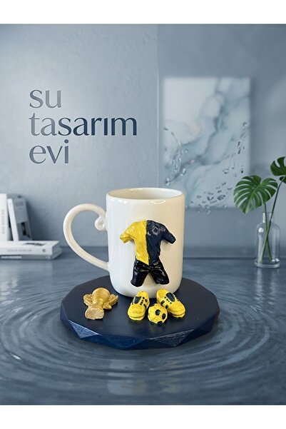 sutasarimevi [Special Design] Handmade Gift Yellow and Navy Blue Colored Fan ...