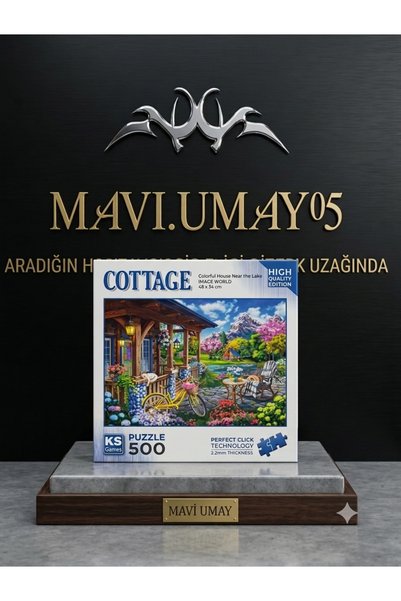 MAVİ UMAY 500 Piece Colorful House Puzzle by the Lake