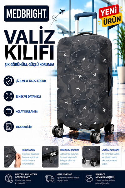 MEDBRIGHT Valiz Kılıfı Bavul Kılıfı Likralı Esnek Kumaş Ve Dayanıklı Valiz Kı...