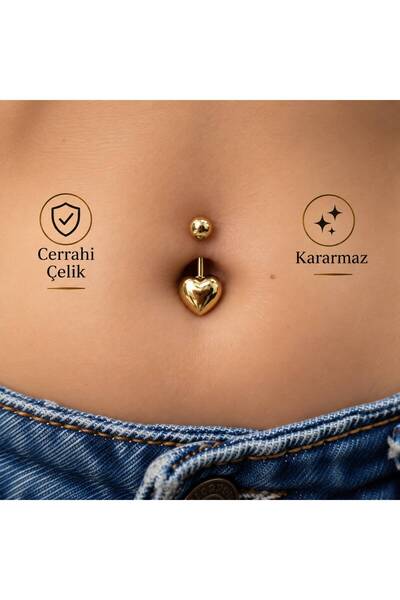Arescollection Cerrahi Çelik Kalp Göbek Piercingi