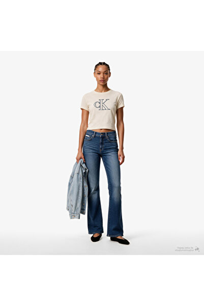 Calvin Klein High Rise Flare Midtown Blue Kadın Mavi Jean