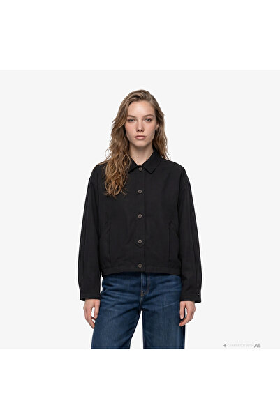 Tommy Hilfiger Summer Lyocell Bomber Kadın Siyah Ceket