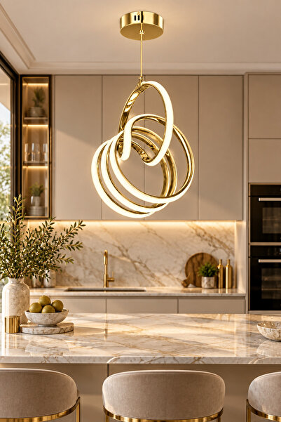 Ulucam Aydınlatma Büyük İmza Gold Led Sarkıt Avize Modern Salon Mutfak Yatak ...