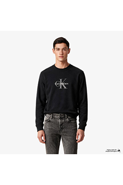 Calvin Klein Terry Monologo Erkek Siyah Sweatshirt