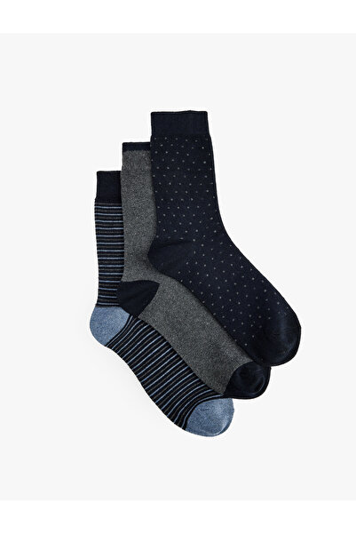 Koton Cotton Blend Striped 3-Piece Sock Set