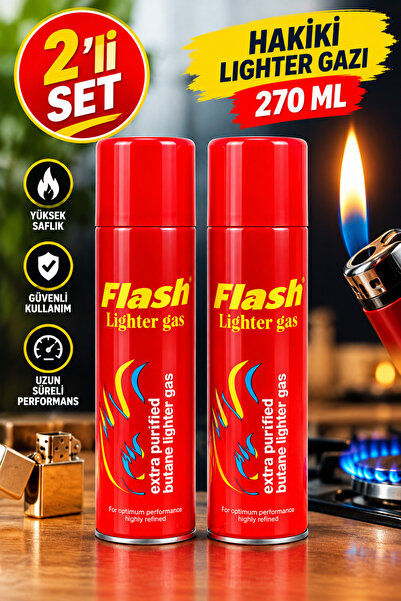 Flash 2'li Set Hakiki Lighter Çakmak Gazı 270 Ml